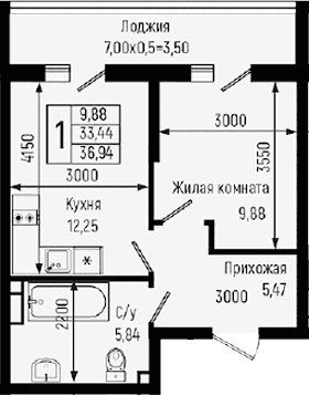 Продается 1-комн. квартира, 33.44 м²
