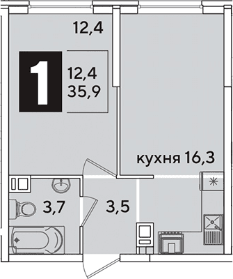 Продается 2-комн. квартира, 35.9 м²