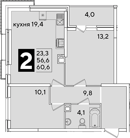 Продается 3-комн. квартира, 56.6 м²
