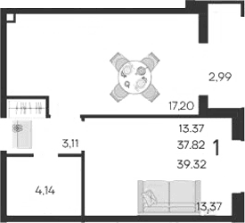 Продается 1-комн. квартира, 37.82 м²