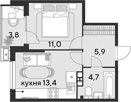 Продается 1-комн. квартира, 35 м²