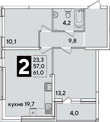 Продается 3-комн. квартира, 57 м²