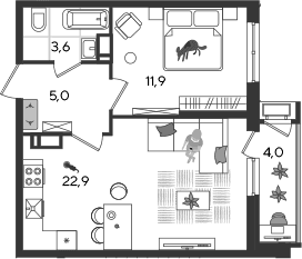 Продается 2-комн. квартира, 43.4 м²