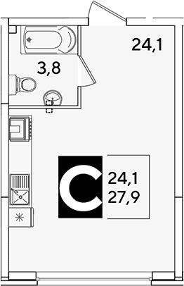 Продается 1-комн. квартира, 27.9 м²