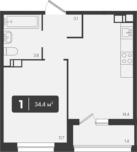 Продается 1-комн. квартира, 33 м²
