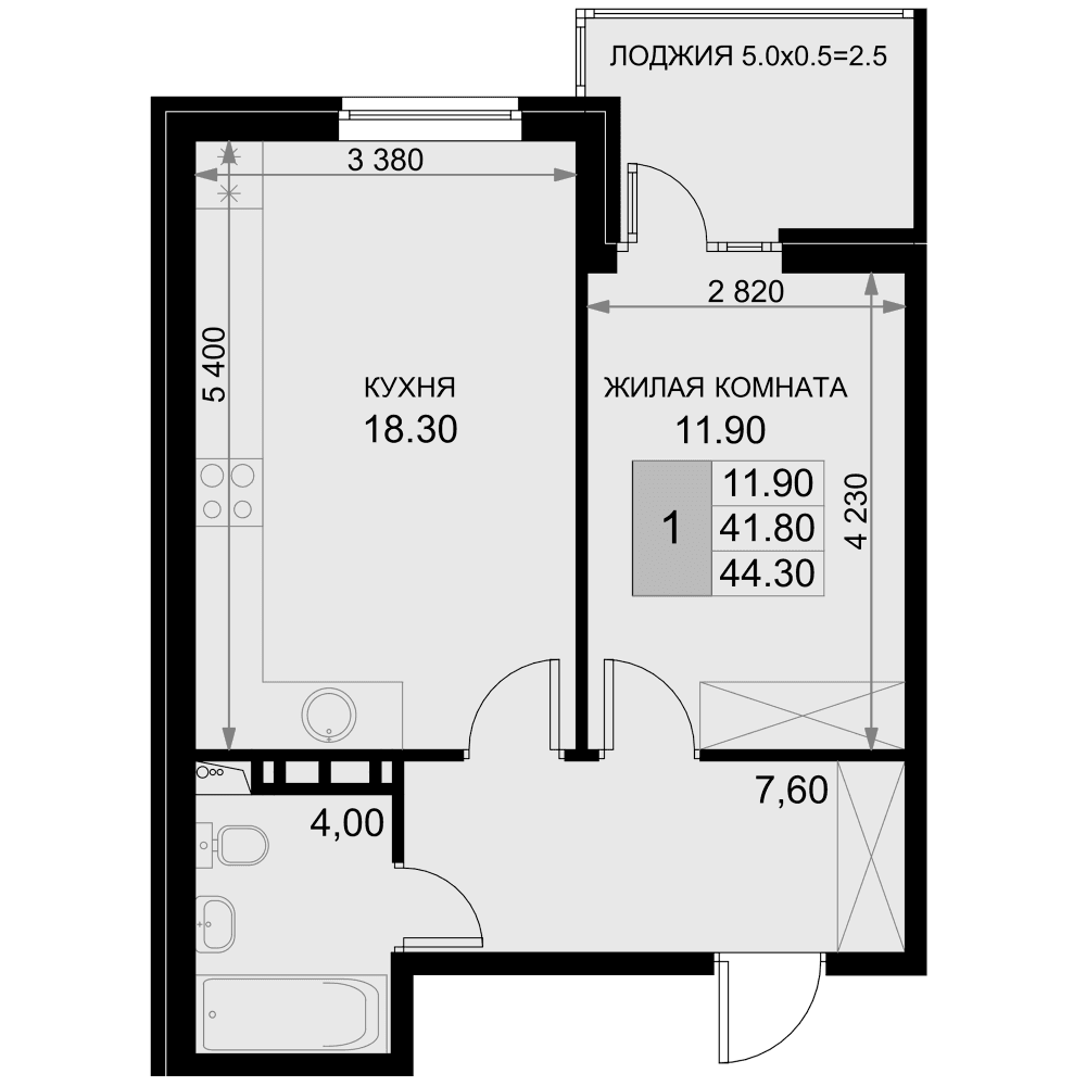 Продается 2-комн. квартира, 41.8 м²