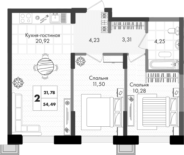 Продается 3-комн. квартира, 54.49 м²