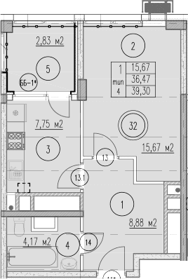 Продается 1-комн. квартира, 36.47 м²