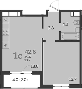 Продается 2-комн. квартира, 40.6 м²