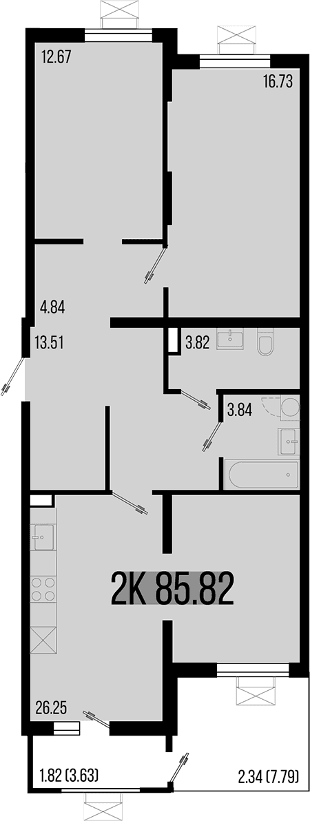 Продается 3-комн. квартира, 82.66 м²
