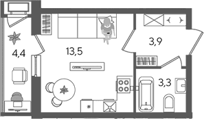 Продается 1-комн. квартира, 20.7 м²