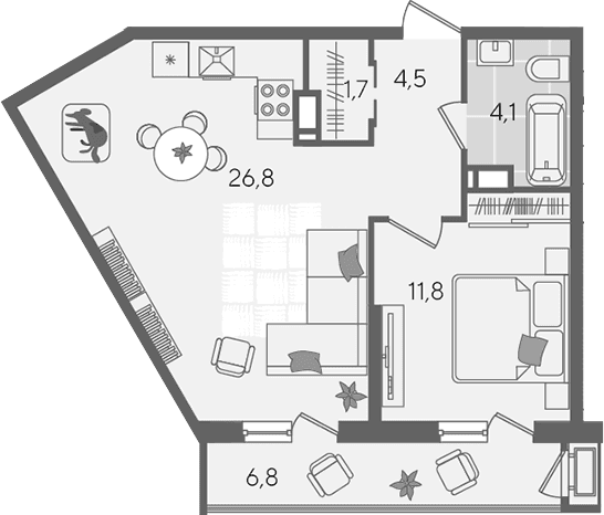 Продается 2-комн. квартира, 48.9 м²