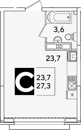 Продается 1-комн. квартира, 27.3 м²