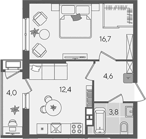 Продается 1-комн. квартира, 37.5 м²