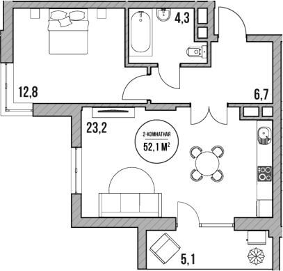 Продается 2-комн. квартира, 47 м²
