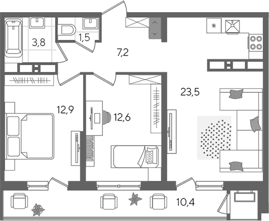 Продается 3-комн. квартира, 61.5 м²