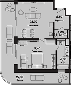 Продается 1-комн. квартира, 56.9 м²