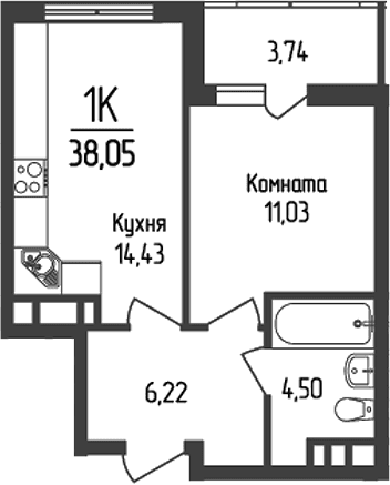 Продается 1-комн. квартира, 36.18 м²