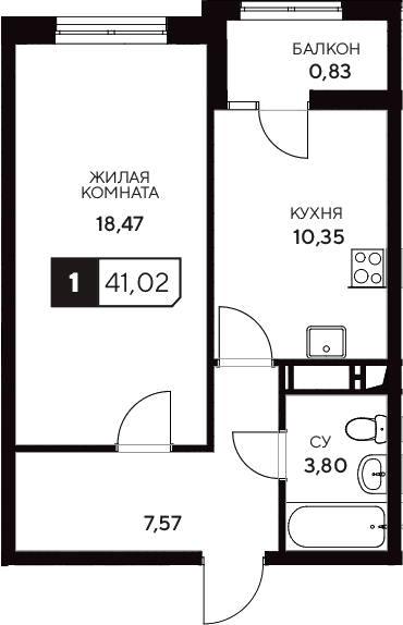 Продается 1-комн. квартира, 40.19 м²