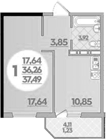 Продается 1-комн. квартира, 36.26 м²