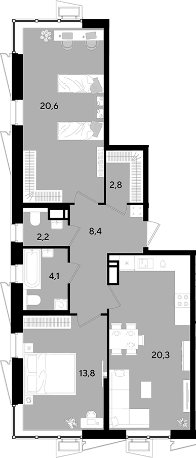 Продается 3-комн. квартира, 72.2 м²
