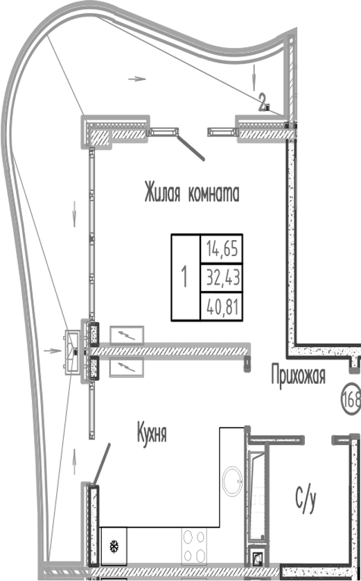 Продается 1-комн. квартира, 32.43 м²