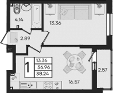 Продается 1-комн. квартира, 36.95 м²