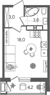 Продается 1-комн. квартира, 24.8 м²