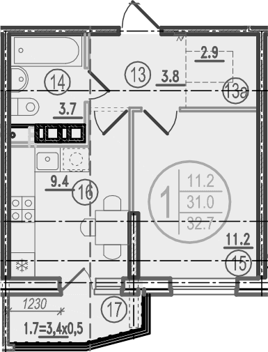 Продается 1-комн. квартира, 31 м²