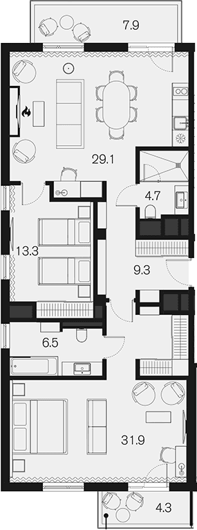 Продается 2-комн. квартира, 94.8 м²