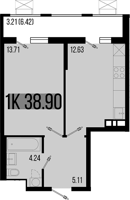 Продается 1-комн. квартира, 35.69 м²
