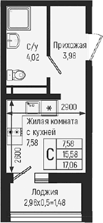 Продается 1-комн. квартира, 15.58 м²