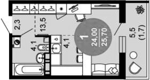 Продается 1-комн. квартира, 24 м²