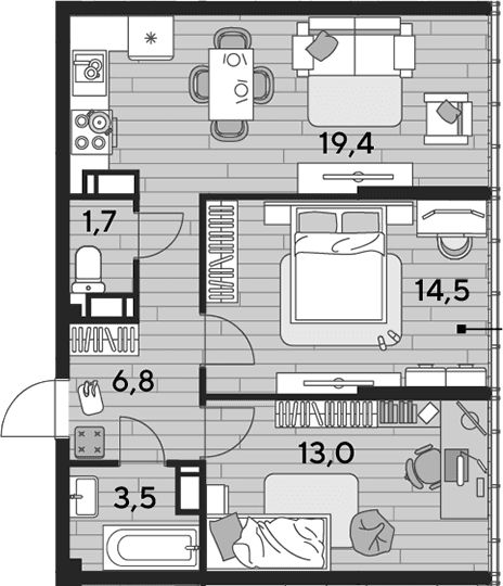 Продается 2-комн. квартира, 58.8 м²