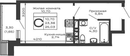 Продается 1-комн. квартира, 23.38 м²