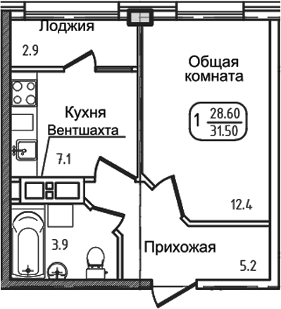 Продается 1-комн. квартира, 27.1 м²