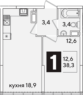 Продается 2-комн. квартира, 38.3 м²