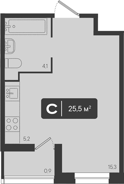 Продается 1-комн. квартира, 24.6 м²