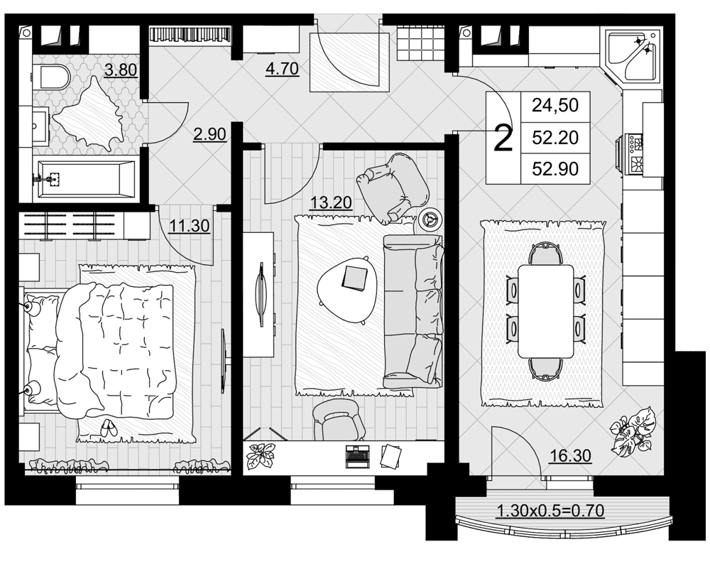 Продается 2-комн. квартира, 52.2 м²