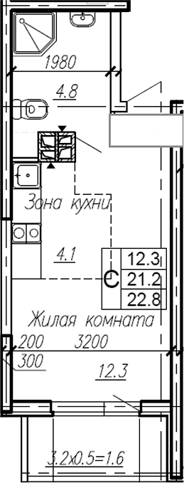 Продается 1-комн. квартира, 21.2 м²