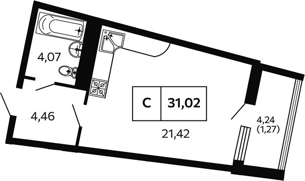 Продается 1-комн. квартира, 29.75 м²
