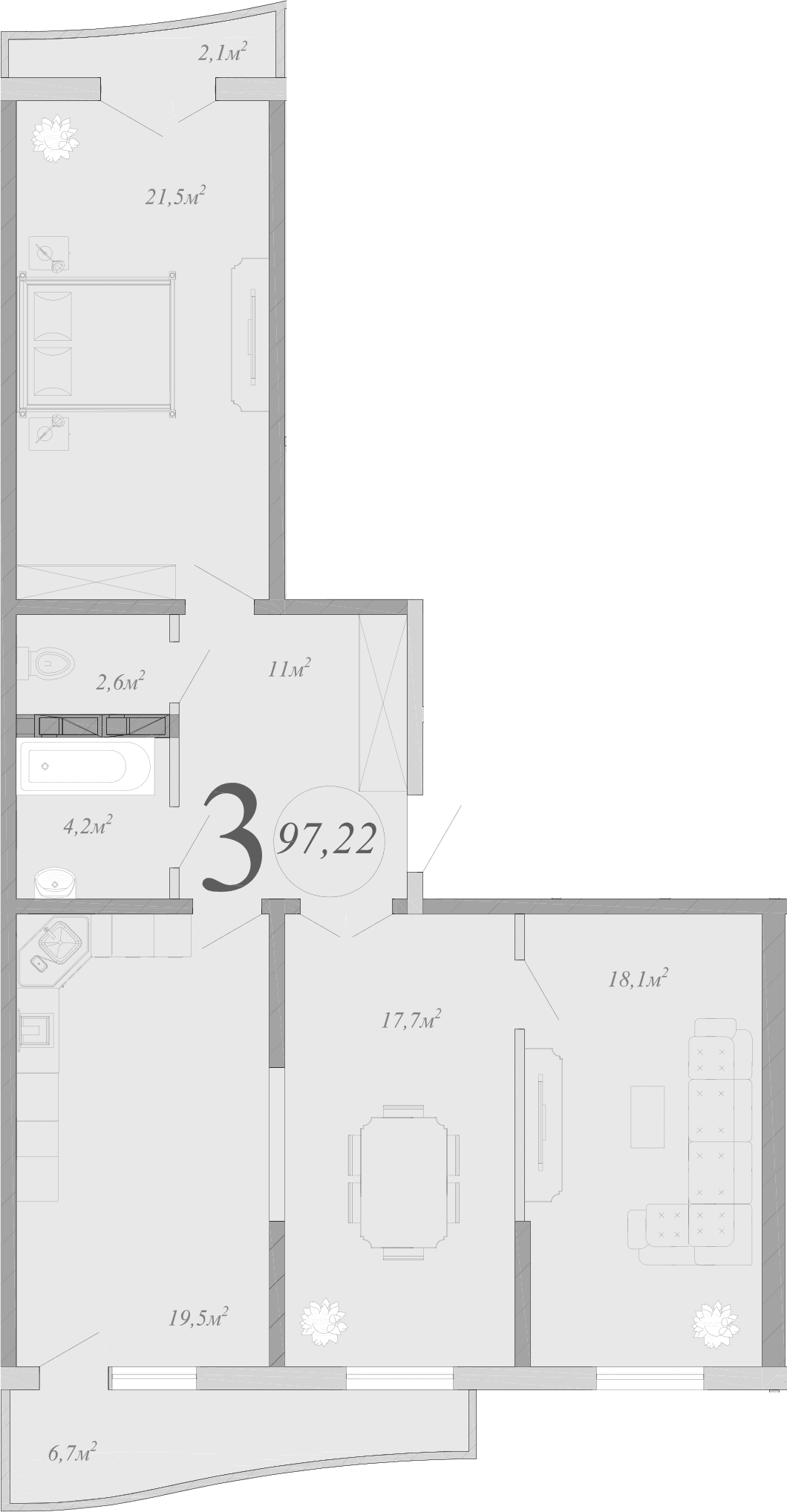 Продается 4-комн. квартира, 92.58 м²