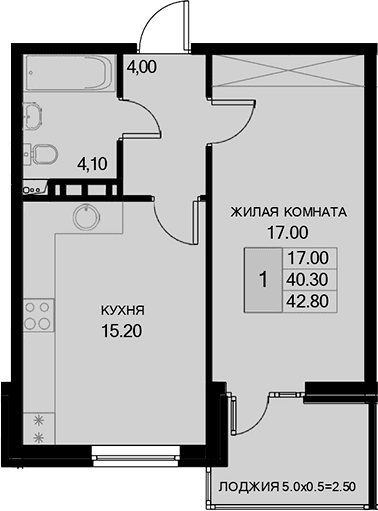 Продается 1-комн. квартира, 40.3 м²