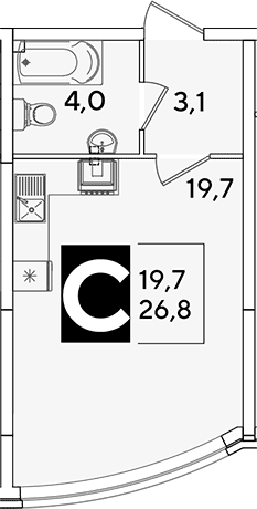 Продается 1-комн. квартира, 26.8 м²