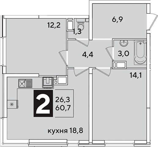 Продается 3-комн. квартира, 60.7 м²