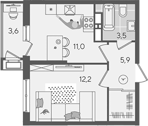 Продается 1-комн. квартира, 32.6 м²