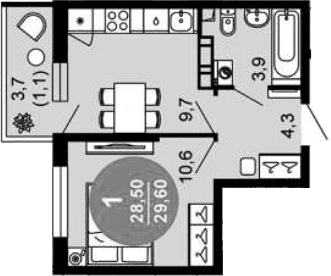 Продается 1-комн. квартира, 28.5 м²