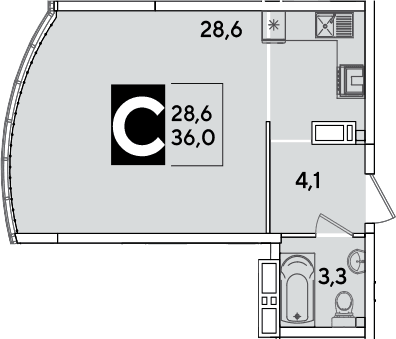 Продается 1-комн. квартира, 36 м²