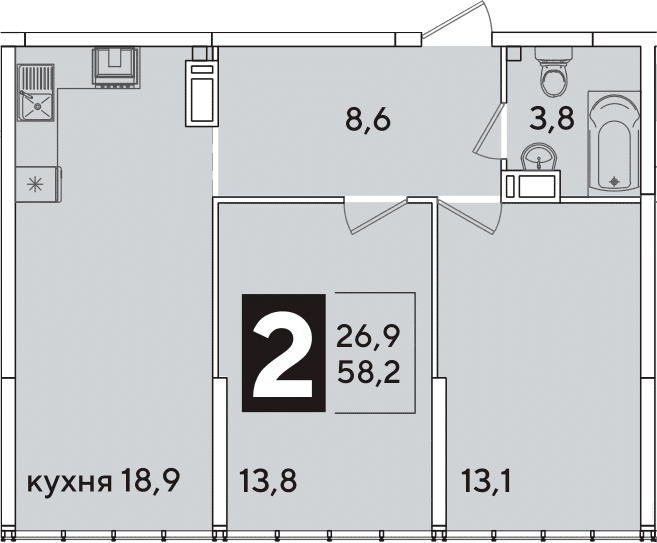 Продается 3-комн. квартира, 58.2 м²