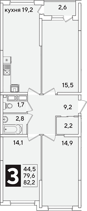 Продается 4-комн. квартира, 79.6 м²